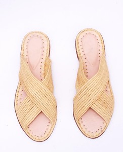 Women's Shoes-Raffia sandals-Flat sandals-Handmade Sandals-Open toe Sandals-Raffia <b>Slide</b>-Birthday Gift - Product Image 2