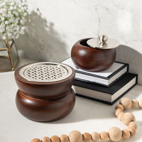 Ensemble de brûleurs d'encens en bois de luxe avec support en acier inoxydable pour Bakhoor et charbon d'oud, boîte de rangement décorative avec couvercle