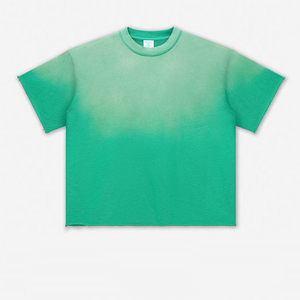 เสื้อยืดสตรีทแวร์โลโก้สั่งทำ OEM วินเทจฟอกสีสไตล์ย้อนยุคสำหรับผู้ชาย ไซส์พลัส ผ้าหนา ทรงโอเวอร์ไซส์ สวมใส่สบาย - Product Image 5
