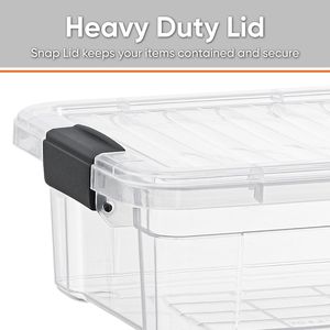 Clear Plastic 4.5 Quart <b>Storage</b> Bin with Lid <b>Stackable</b> Organizing <b>Containers</b> for Home Garage Dorm School - Product Image 3
