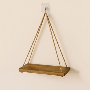 Étagère murale en bois pour plantes suspendues avec corde en jute - Décoration murale artisanale - Product Image 2