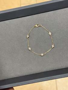 Bracelet délicat en or jaune 14 carats avec diamant de laboratoire de 1,25 carat, bracelet à stations de diamants, 7 pouces, empilable, bijoux fins - Product Image 3