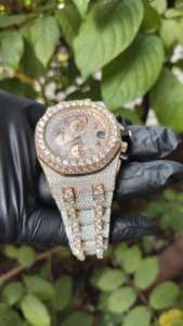 Best Quality Luxury Gold Diamond <b>Watch</b> for Men with Bold Dial Design and High Precision Movement Available At Best Price - Product Image 6