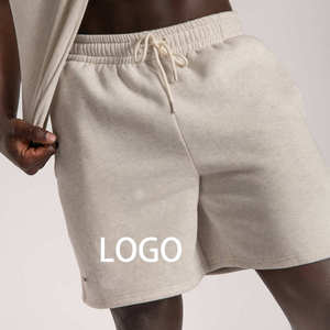 Custom Logo Men's Solid Color Cotton Drawstring Shorts Casual Mid Waist Short Shorts Breathable Knitted Fabric - Product Image 1