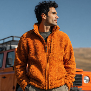 Veste Sherpa Homme Polaire Manches Longues Entièrement Zippée Manteau Hiver Chaud Veste Polaire Sherpa Homme Entièrement Zippée - Product Image 1