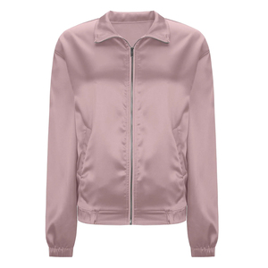 <b>Women</b> Satin <b>Jacket</b> Embroidered Floral Pattern Long Sleeve Zip Front Casual Outerwear Ribbed Collar Soft Smooth Fabric Fashion - Product Image 5