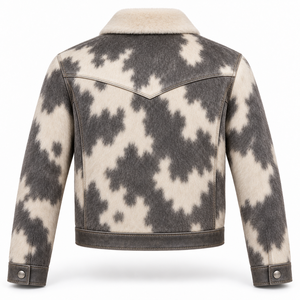 Chaqueta Vaquera Personalizada para Hombre, Color Gris Humo, con Pelo de Vaca, Cuello en V, Estilo Vaquero, Fabricante y Proveedor Mayorista OEM, Premium - Product Image 2