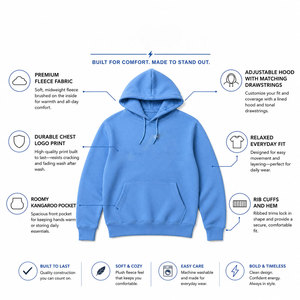 Sweat à capuche unisexe décontracté léger de couleur unie avec décoration en strass, en mélange polyester/coton, coupe oversize à épaules tombantes - Product Image 4