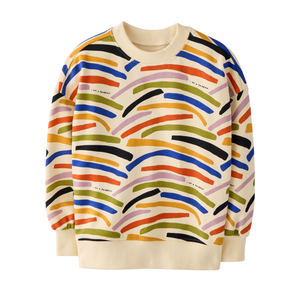 Sudadera Casual de Punto para Niños, Estilo Holgado, Felpa Francesa, Estampado Completo, Hombros Caídos - Product Image 3