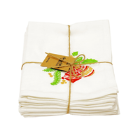 Ensemble de 6 serviettes jetables brodées 100% lin, style pastoral floral fait main, rectangulaires 80x120cm, décoration de table pour la maison