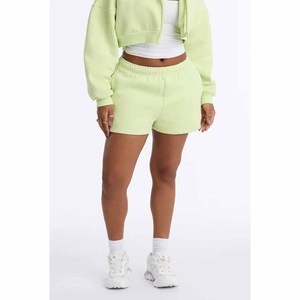 Custom Logo 2-Piece <b>Set</b> Plus Size Women Comfortable Spring/Summer Fleece Anti-Pilling 100% Cotton Hoodie Shorts Solid Pattern - Product Image 3