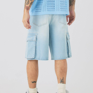 Shorts en jean pour hommes, les plus populaires pour l'été, délavés, effet usé, imprimés, style streetwear vintage, hip-hop - Product Image 2