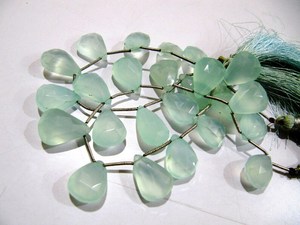 Perles de chalcédoine aqua en forme de poire, taille 10x15mm à 12x16mm, vendues par brins de 8 à 9 pouces - Product Image 2
