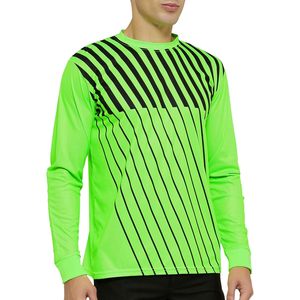 Maillot de football à manches longues pour homme, vert fluo et noir rayé, col rond, en polyester anti-humidité - Product Image 4