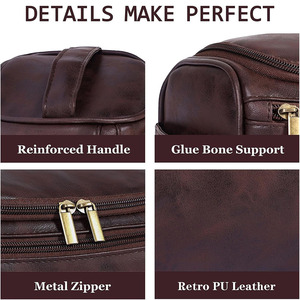 Wholesale High Quality Executive leather toiletry bags grooming bag designed for modern travelers and professionals for sale - Product Image 6