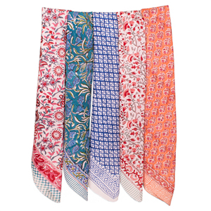 Bandanas carrés en coton imprimé à motifs floraux ethniques, style vintage, multifonctions, pour femmes, décontractés, 100x100cm - Product Image 4