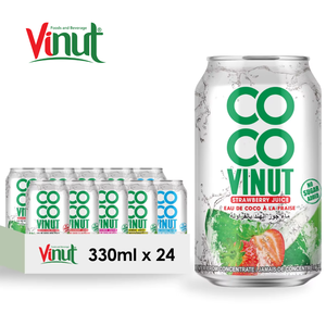Strawberry Infused Coconut Water 320ml Cans Tropical Fruit Beverage VINUT Private Label OEM Supplier - Product Image 1