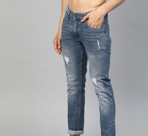 Pantalones Vaqueros de Mezclilla con Diseño Lavado de Estilo Moderno para Hombre, Ajustados, de Pierna Ancha, a la Moda, Hechos a Medida, Transpirables - Product Image 2