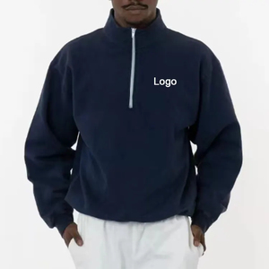 Men Half Zip Pullover Fleece Sweatshirts Multi Color Oversized Stand Collar Quarter Zipper Solid Color Casual Autumn Wear - Product Image 1
