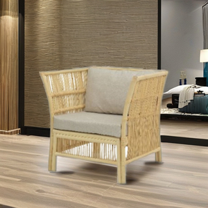 ALENA CHAIR Chaise de loisirs en rotin tufté avec coussin d'Indonésie pour salon, hôtel et appartement - Product Image 1