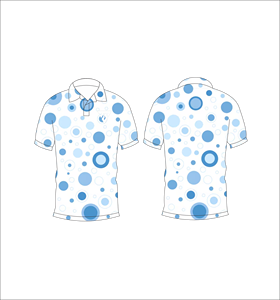 Polo pour homme blanc et bleu à pois, personnalisable par sublimation, manches courtes, décontracté, respirant, léger, pour le golf - Product Image 6