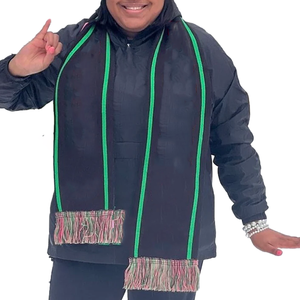 Ensemble bonnet et écharpe côtelés double couche AKA Sorority Premium pour femme, hiver, bord plié long, brodé, acrylique, chaud et extensible - Product Image 1