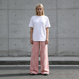 Pantalones Deportivos Holgados de Alta Calidad para Mujer, Mezcla de Algodón, Lavado Ácido, Pierna Ancha - Product Image 2