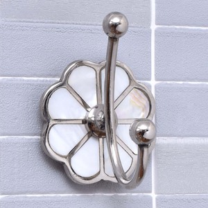 Wholesale Silver Mother of Pearl Towel <b>Hook</b> Floral Base <b>Bathroom</b> <b>Hook</b> Decorative Luxury Heavy Duty Wall Mounted <b>Hooks</b> - Product Image 2