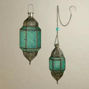 Farol Tradicional Marroquí de Hierro y Vidrio, Decoración Navideña para el Hogar, Acabado Antiguo, Hecho a Mano, Ecológico - Product Image 2