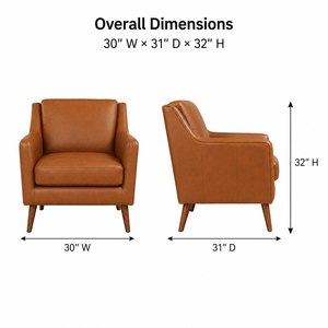 Sillón de Cuero Moderno de Mediados de Siglo, Patas de Madera Maciza, Silla para Sala de Estar, Mueble de Descanso Cómodo, Sillón de Cuero - Product Image 2