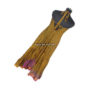 Nuevo Vestido Boho Vintage con Volantes, Vestido de Seda Sari Vintage, Vestido Moderno y a la Moda para Chicas, Damas y Mujeres, Elegante para Cena - Product Image 4