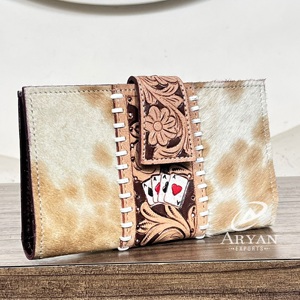 Custom Factory Price Wholesale Vintage Style Cowhide <b>Leather</b> Clutches New Hand <b>Tooled</b> <b>Leather</b> Floral Ladies Long Wallet Purse - Product Image 1