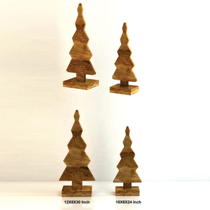 Set of 2 <b>Wooden</b> Decorative <b>Christmas</b> <b>Tree</b> Natural Finishing <b>Christmas</b> Decoration for Home Decorations - Product Image 1