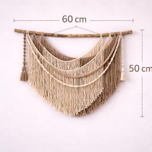 Tapiz de Macramé Bohemio Confiable, Forma Irregular, Fibra Natural, Decoración para el Hogar, para Sala de Estar - Product Image 5