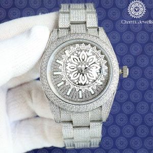 Reloj de Lujo para Mujer Charm Jewells, Caja Redonda de Acero Inoxidable de 38 mm, Cuarzo Analógico, Incrustado con Diamantes, Brazalete de Moda - Product Image 2