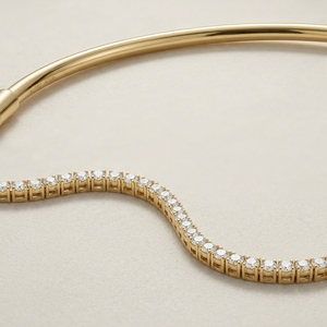 Trendy Floating Wave Collar <b>Choker</b> Necklace Asymmetric Undulating Strand Shimmering Lab Diamond <b>Tennis</b> Brilliant Cut 18K Yellow - Product Image 4