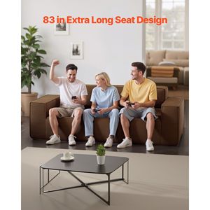 Divano in velluto a coste da 83 pollici con divano in Memory Foam marrone a 3 posti e sedili profondi senza bisogno di assemblaggio per il soggiorno in appartamento - Product Image 2