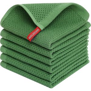 Panni da Cucina Ultra Morbidi in 100% Cotone a Nido d'Ape, Asciugatura Rapida, 30x30 cm, Confezione da 6, Verde Erba, Asciugamani Assorbenti per Pulizia - Product Image 1