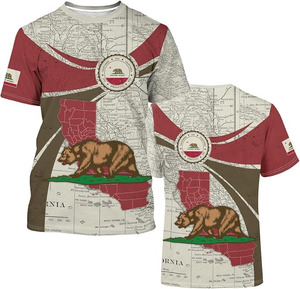 T-shirt à manches courtes pour homme avec impression de la carte de la Californie, coupe classique, col rond, tricoté, 100% coton, écologique, respirant - Product Image 4