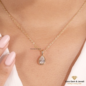 Colgante Solitario con Corte de Pera para Mujer, Regalo Perfecto, Diamante Cultivado en Laboratorio CVD de 1.00 Quilates, Claridad VVS2, Color D, Oro Sólido de 14K, Certificado IGI - Product Image 4