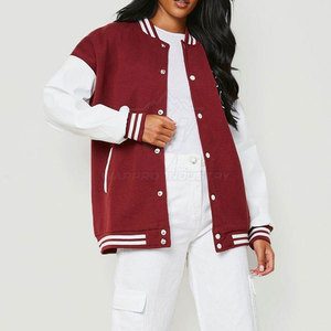 Street Style Women Letterman Jacket <b>Covered</b> <b>Button</b> Outerwear Soft Wool Blend Custom Design Bulk Supplier - Product Image 4