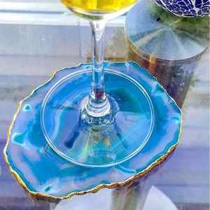 Sous-verre en pierre d'agate au design antique pour la décoration de la maison, des hôtels et des restaurants, avec finition plaquée or - Product Image 5