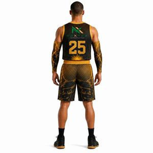 Conjunto de Uniforme de Baloncesto Personalizado para Hombre, Diseño de Panal de Abeja, Sublimado, Malla Transpirable, Pantalones Cortos, Camiseta de Manga Corta, Equipo Deportivo, Venta al Por Mayor OEM - Product Image 4