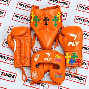 Ensemble de boxe et de sparring en cuir premium OEM personnalisé, confortable, beige et noir, pour l'entraînement et la protection, fabriqué par OEM - Product Image 3