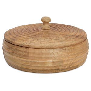 Logo personnalisé écologique fabriqué à la main en bois de manguier pot alimentaire couvercle durable élégant fonctionnel pour servir stockage approvisionnement en gros - Product Image 1