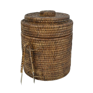 Seau à glace en rotin naturel, élégant et vintage, pour la décoration, avec couvercle - Product Image 3