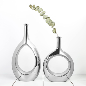 Vase en céramique moderne pour fleurs, décoration de table, design côtier, fait main, pour salon, chambre, table à manger, lot de 2 - Product Image 6