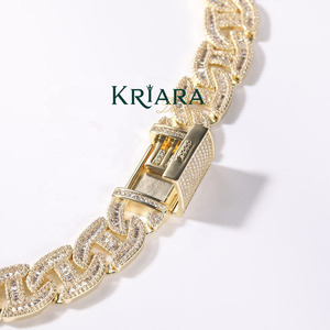 S925 Gold Plated Moissanite Link <b>Chain</b> Necklace Baguette Cut Channel Setting Luxury Unisex Everyday Wear - Product Image 1