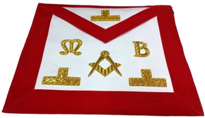 Tablier de Maître Maçon de Loge Bleue en Velours Rouge avec Broderie à la Main en Fil Doré et en Fil Métallique, Cuir Blanc avec Accessoires Maçonniques Premium - Product Image 2