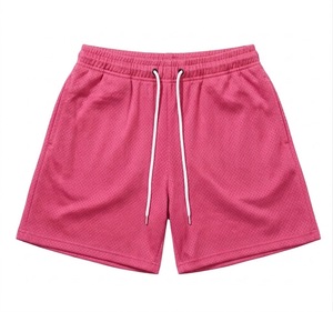 New Style <b>Men's</b> <b>Pink</b> Polyester Drawstring <b>Shorts</b> Casual Breathable Solid Color Sport <b>Shorts</b> Mid Waist Woven Fabric - Product Image 1